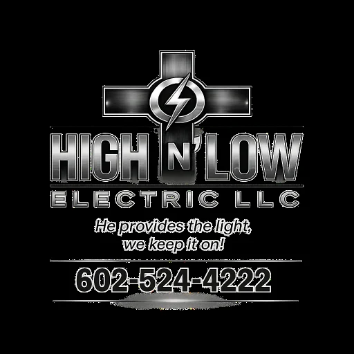High N' Low Electric LLC logo: a chrome cross with a lightning bolt